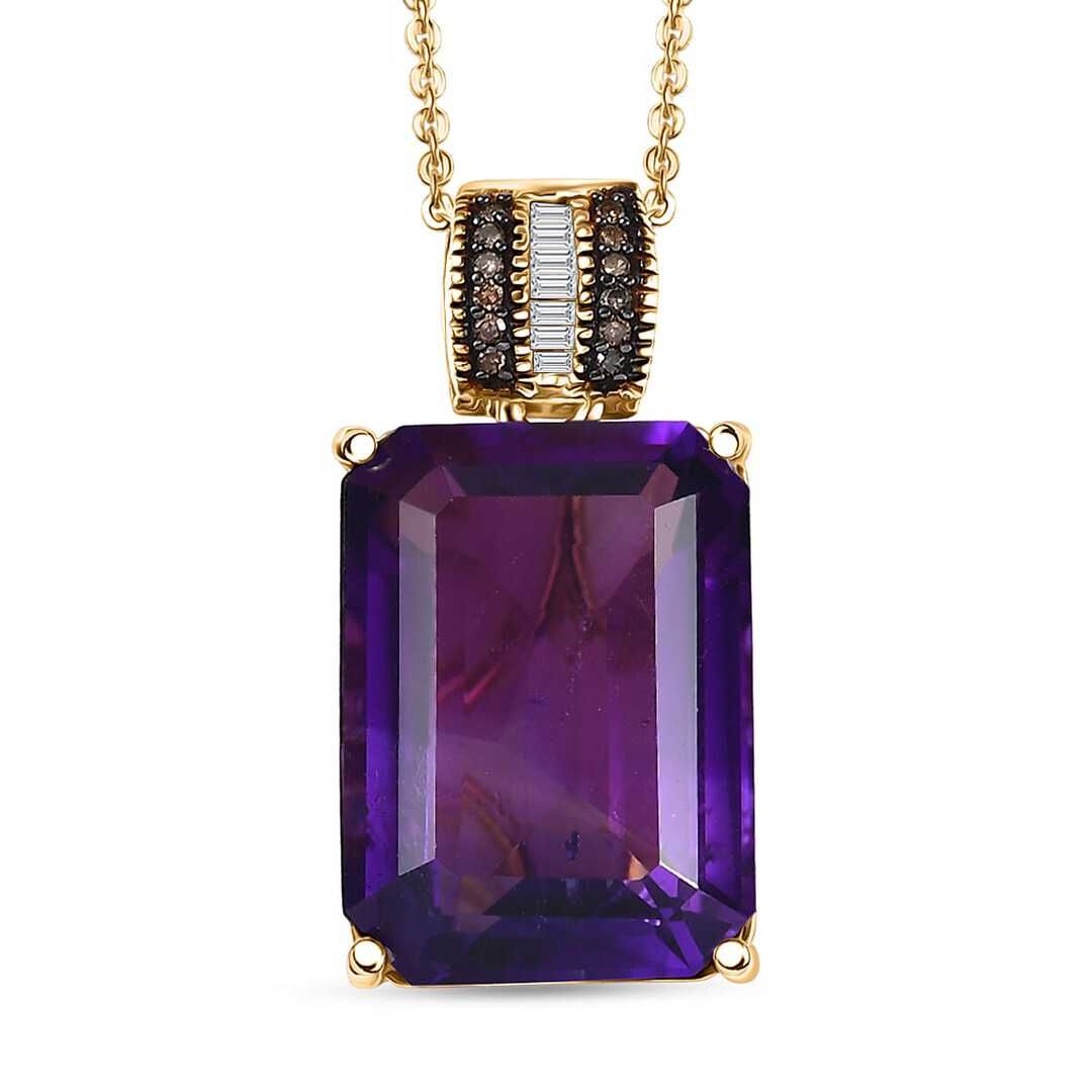 African Amethyst & Diamond Art Deco Pendant Necklace
