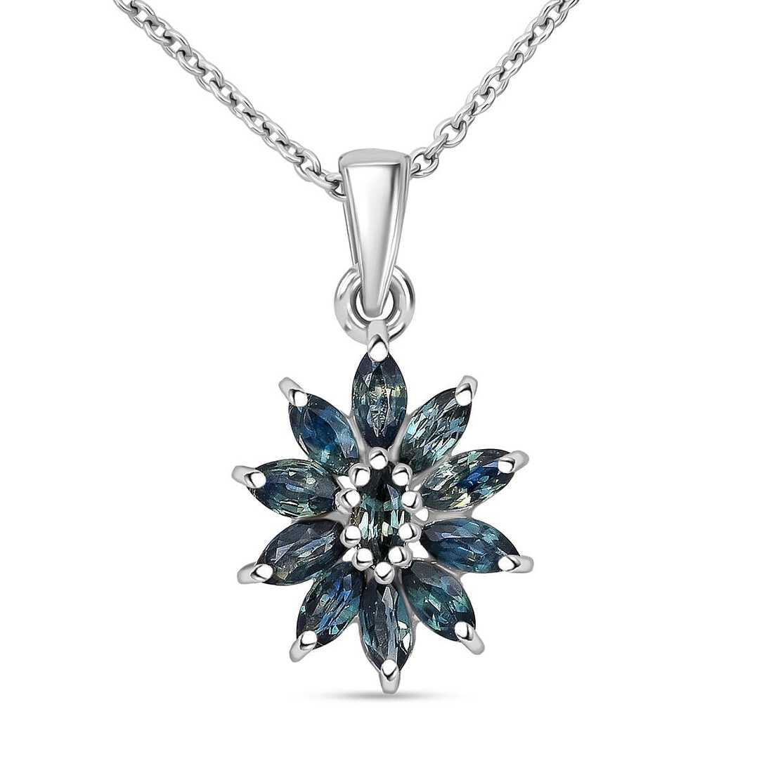 Australian Sapphire Twilight Blossom Pendant Necklace