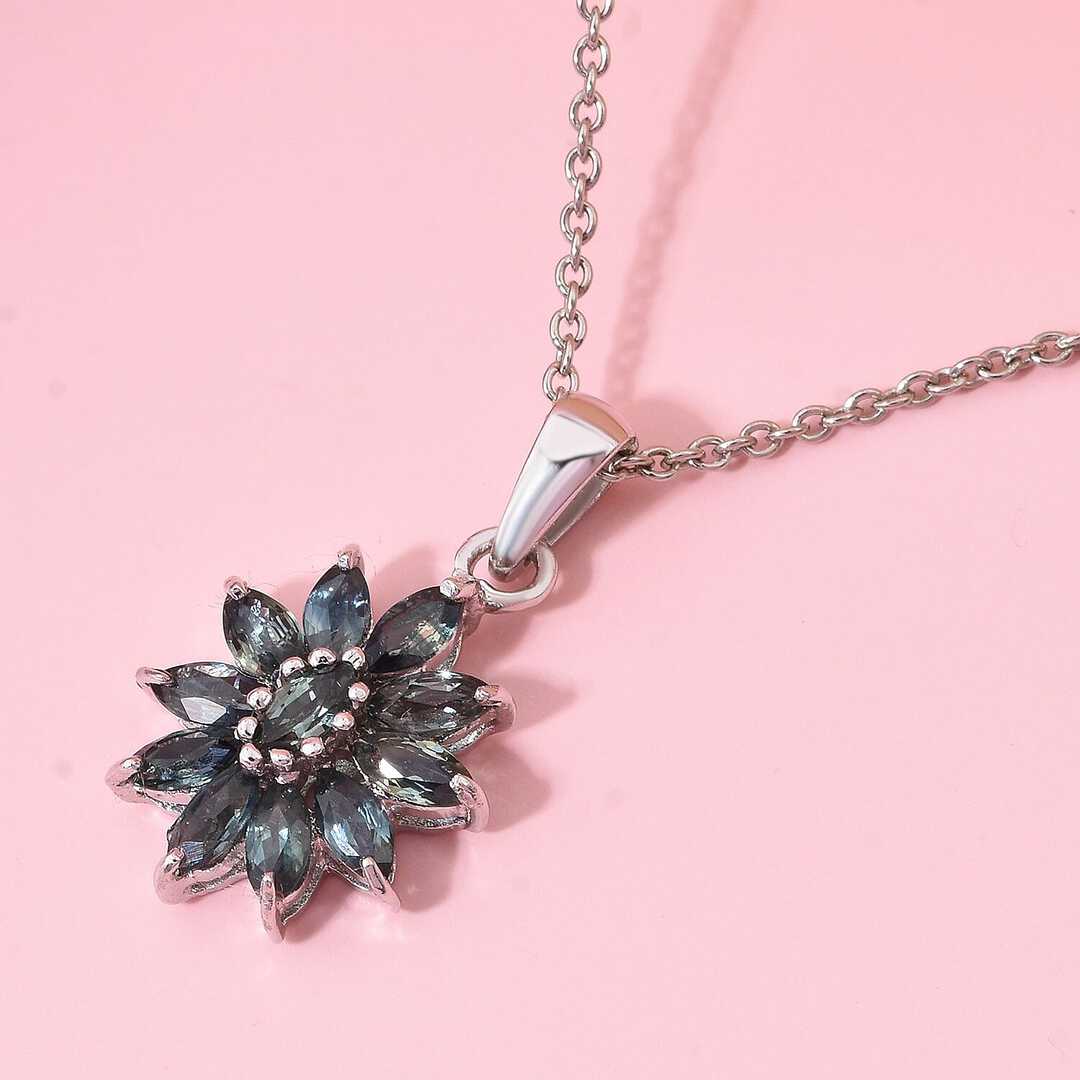 Australian Sapphire Twilight Blossom Pendant Necklace