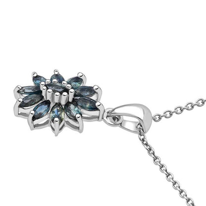 Australian Sapphire Twilight Blossom Pendant Necklace