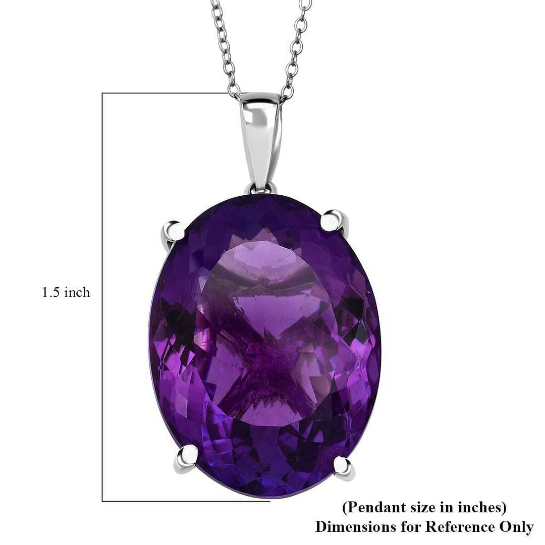 African Amethyst Solitaire Pendant Necklace in Sterling Silver