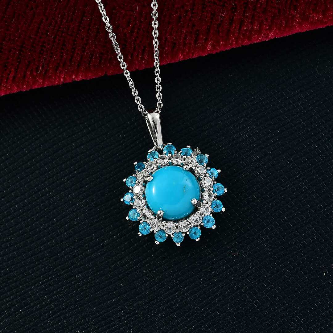 Sleeping Beauty Turquoise and Multi Gemstone Pendant Necklace