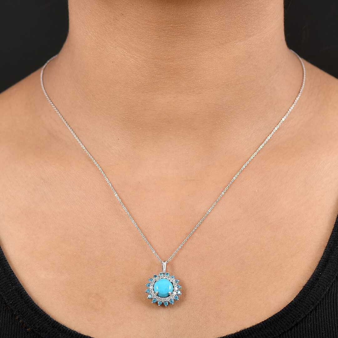 Sleeping Beauty Turquoise and Multi Gemstone Pendant Necklace