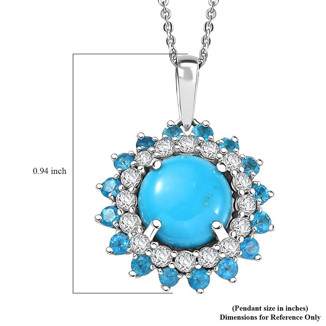 Sleeping Beauty Turquoise and Multi Gemstone Pendant Necklace