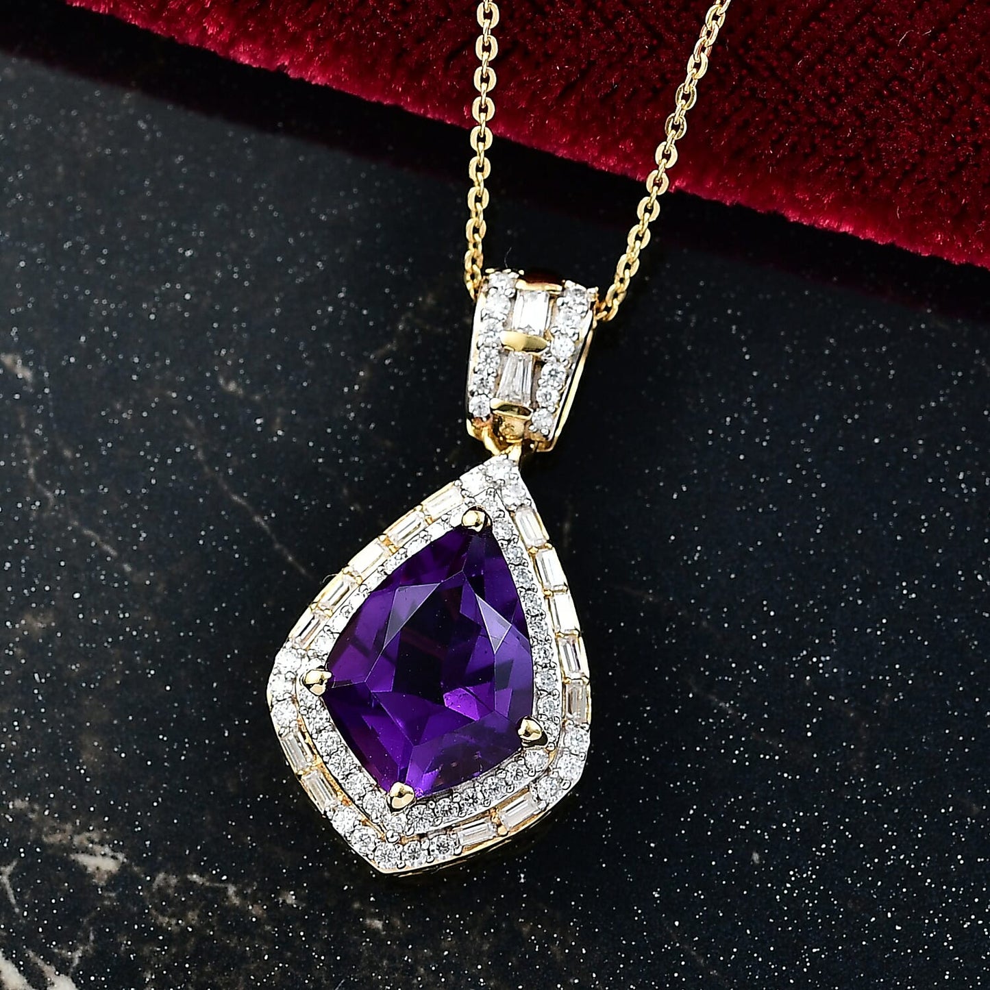 Lusaka Amethyst Shield Pendant Necklace — Poise, Presence & Refined Radiance