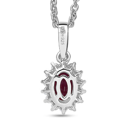 Rhodolite Garnet & White Zircon Pendant Necklace – Shine with Elegance in Rhodium-Plated Silver