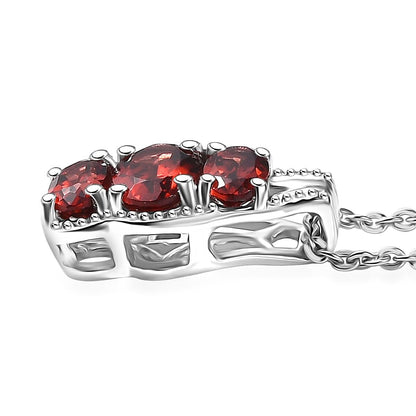Mozambique Garnet Pendant Necklace – Radiate Elegance in Rhodium-Plated Silver