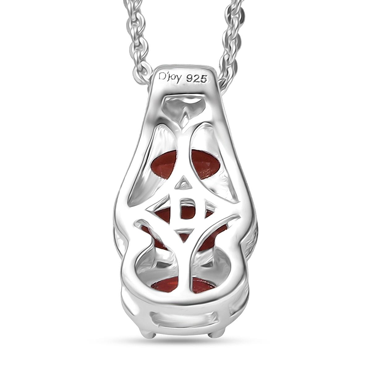 Mozambique Garnet Pendant Necklace – Radiate Elegance in Rhodium-Plated Silver
