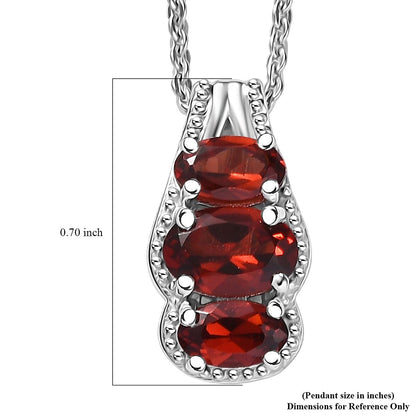 Mozambique Garnet Pendant Necklace – Radiate Elegance in Rhodium-Plated Silver