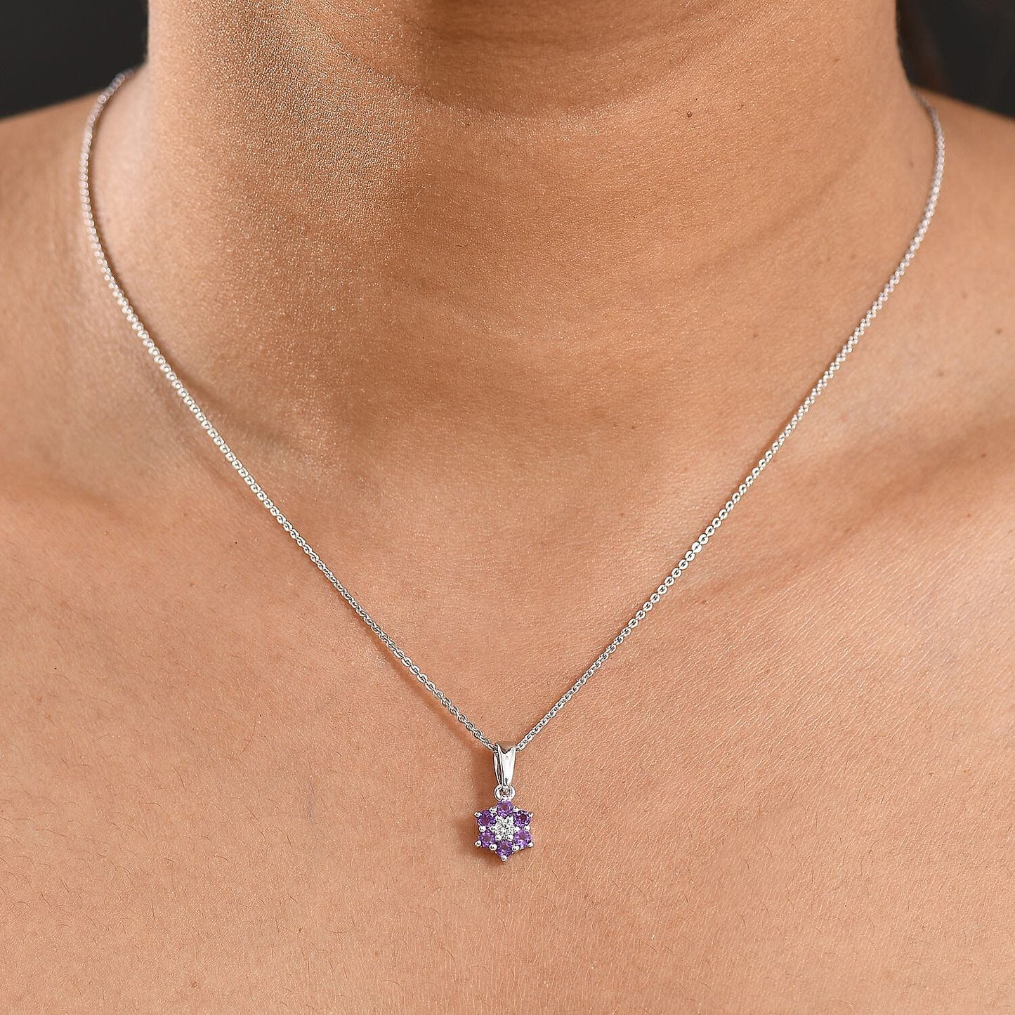 Discover Your Energy – Genuine Gemstone Pendant Necklace in Rhodium-Plated Silver