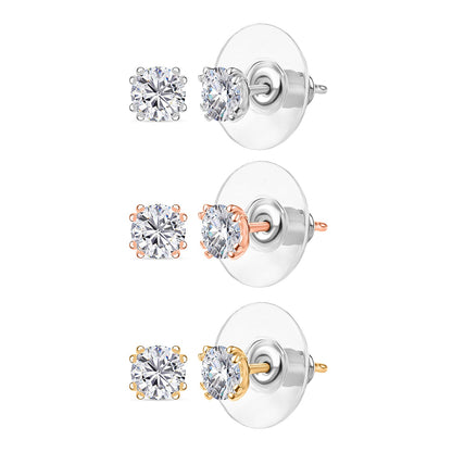 Set of 3 - Moissanite Solitaire Stud Earrings Set – Sparkle and Shine in Every Trio