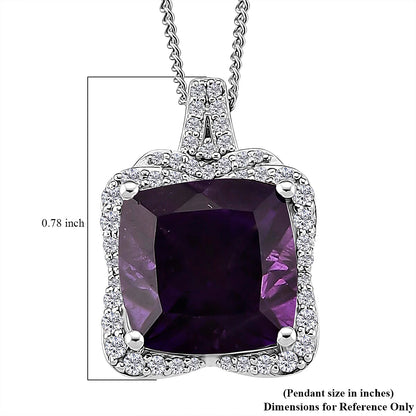 Zambian Amethyst & Moissanite Poinsettia Pendant Necklace — Blooming Elegance & Sparkling Energy