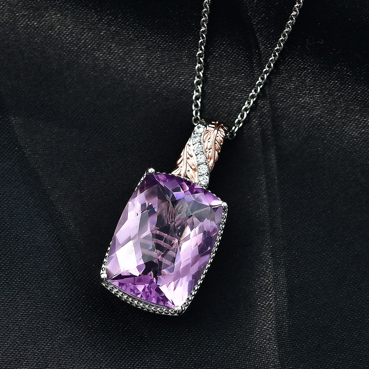 Amethyst, Black Spinel and Verde Onyx Pendant