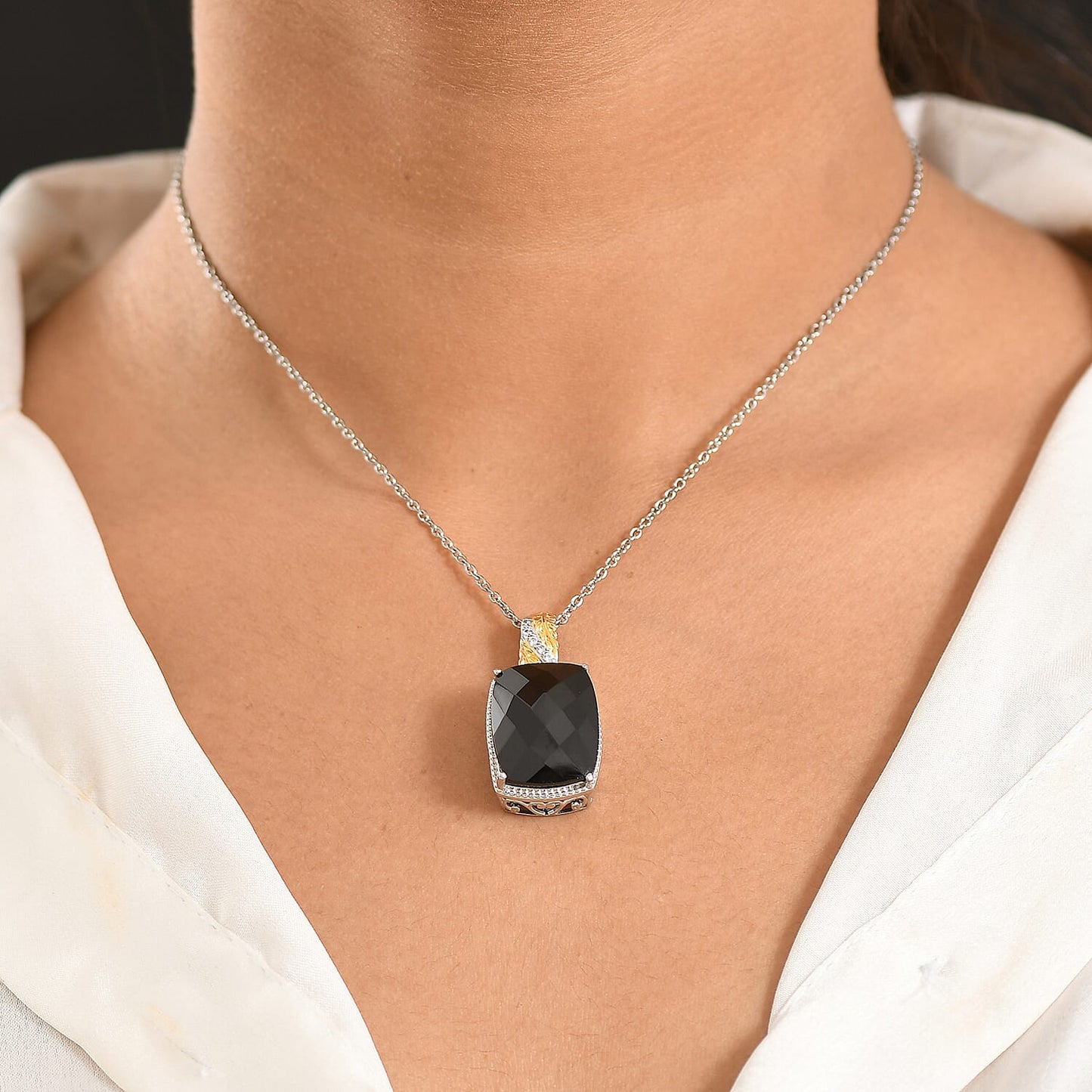 Amethyst, Black Spinel and Verde Onyx Pendant