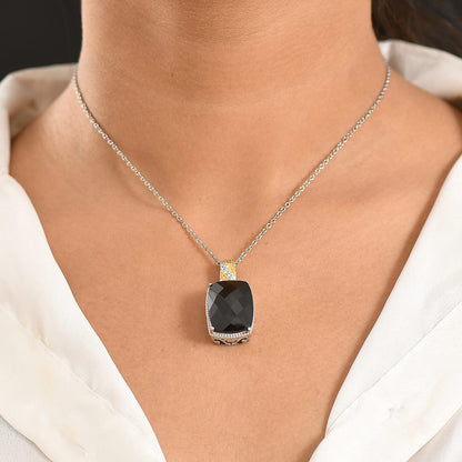 Amethyst, Black Spinel and Verde Onyx Pendant
