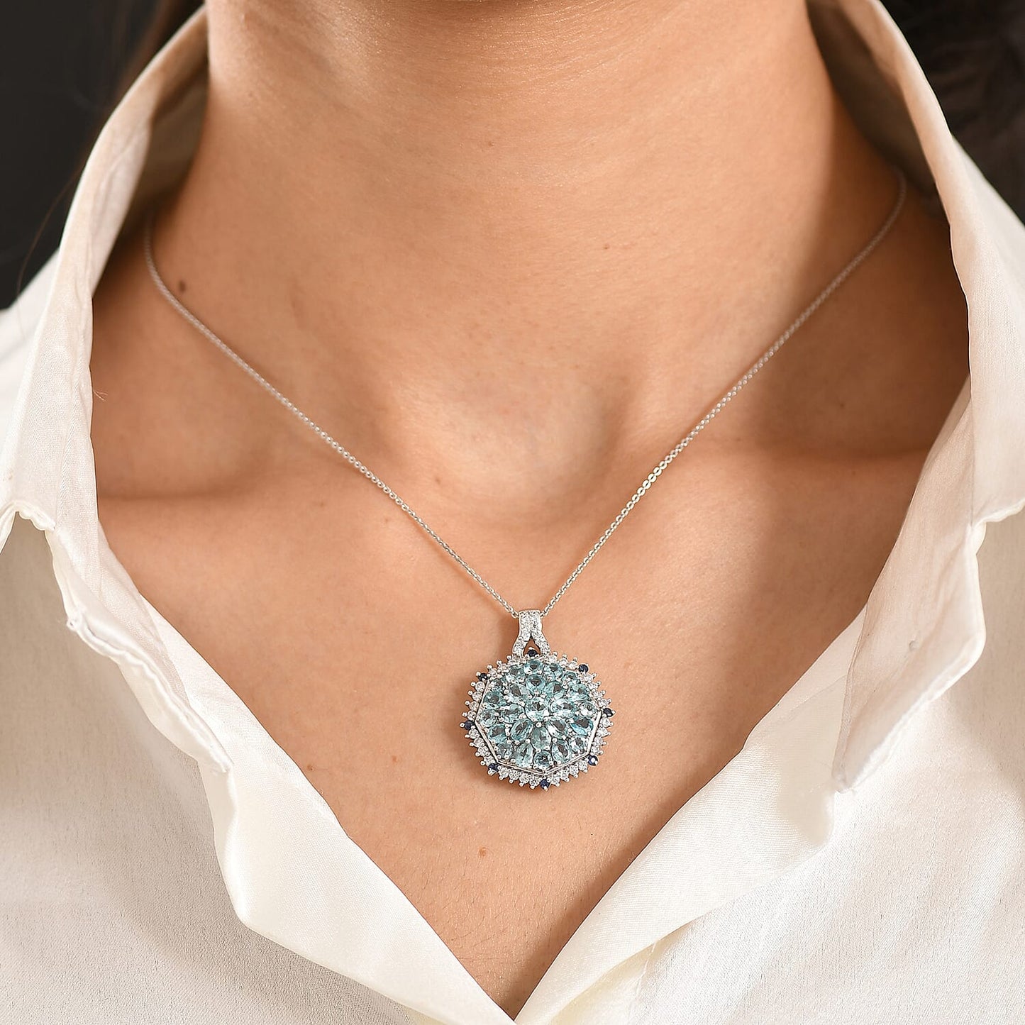 Gemstone Pendant Necklace in Sterling Silver