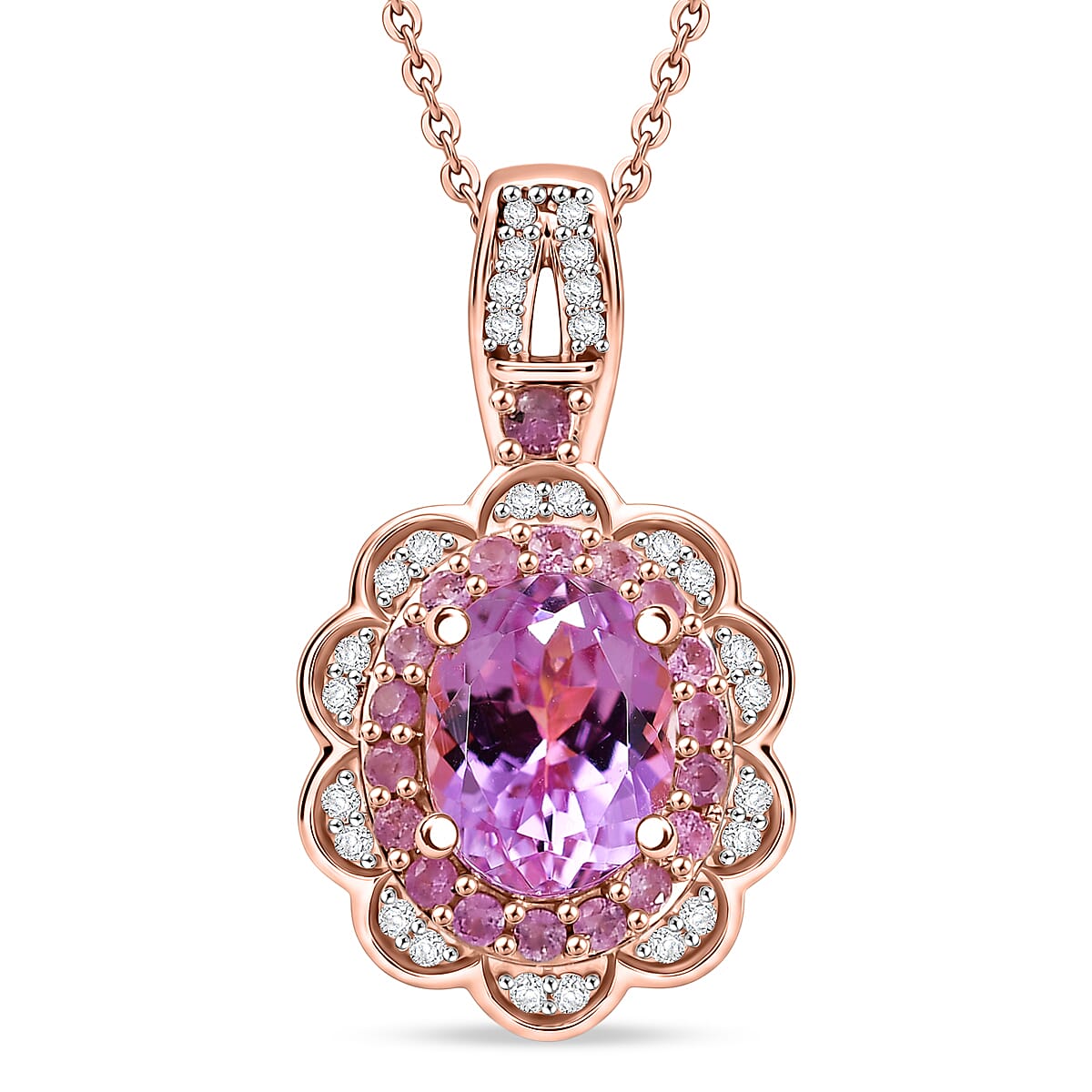 Gemstone Flower Pendant Necklace