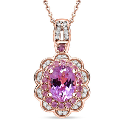 Gemstone Flower Pendant Necklace