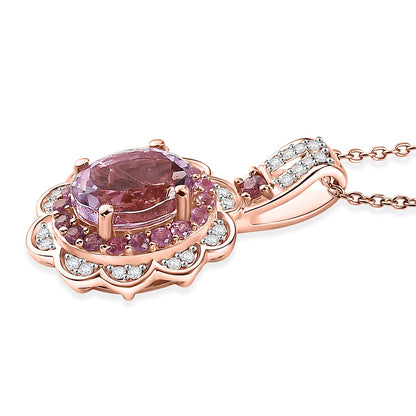 Gemstone Flower Pendant Necklace