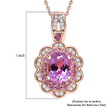 Gemstone Flower Pendant Necklace