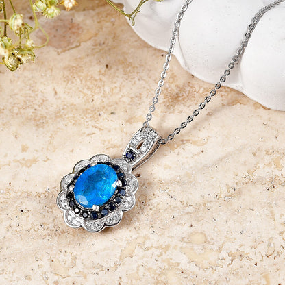 Gemstone Flower Pendant Necklace