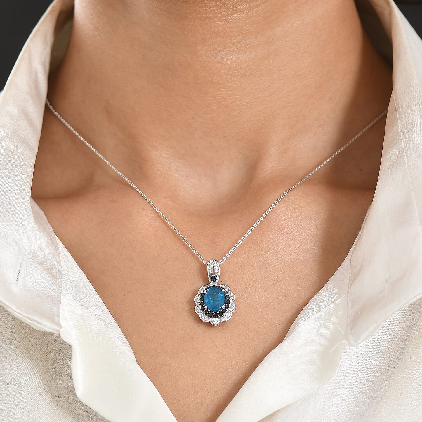 Gemstone Flower Pendant Necklace
