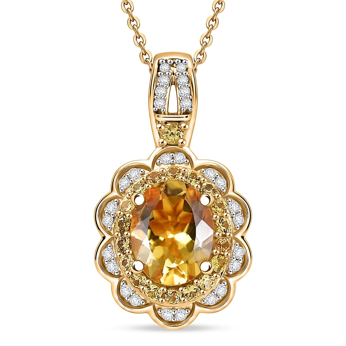 Gemstone Flower Pendant Necklace