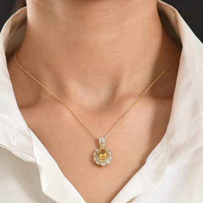 Gemstone Flower Pendant Necklace
