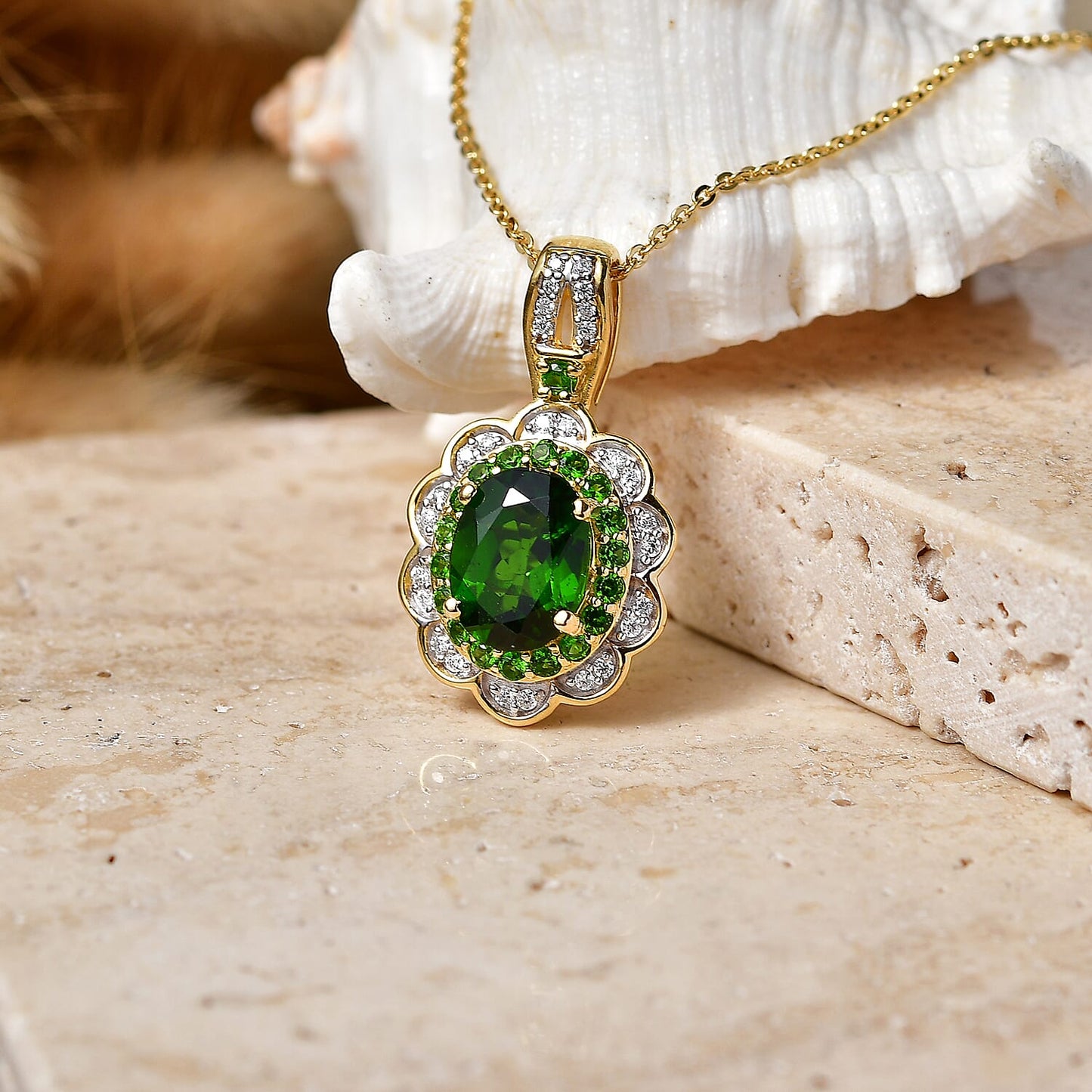 Gemstone Flower Pendant Necklace