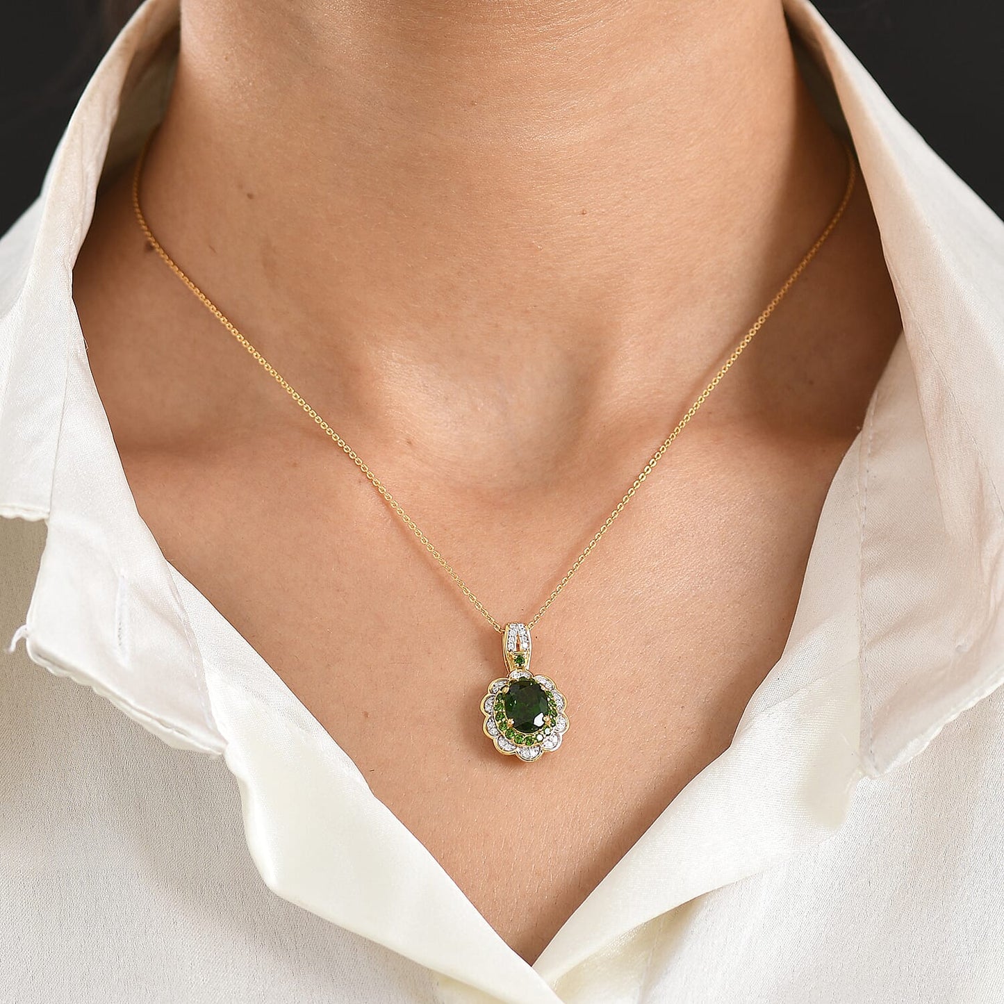 Gemstone Flower Pendant Necklace