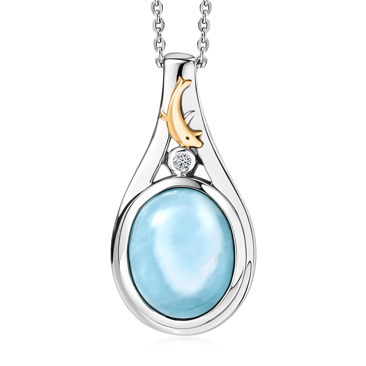 AAA Larimar & Diamond Ocean Joy Pendant Necklace