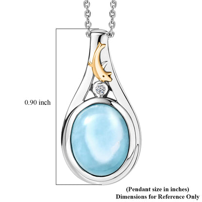 AAA Larimar & Diamond Ocean Joy Pendant Necklace