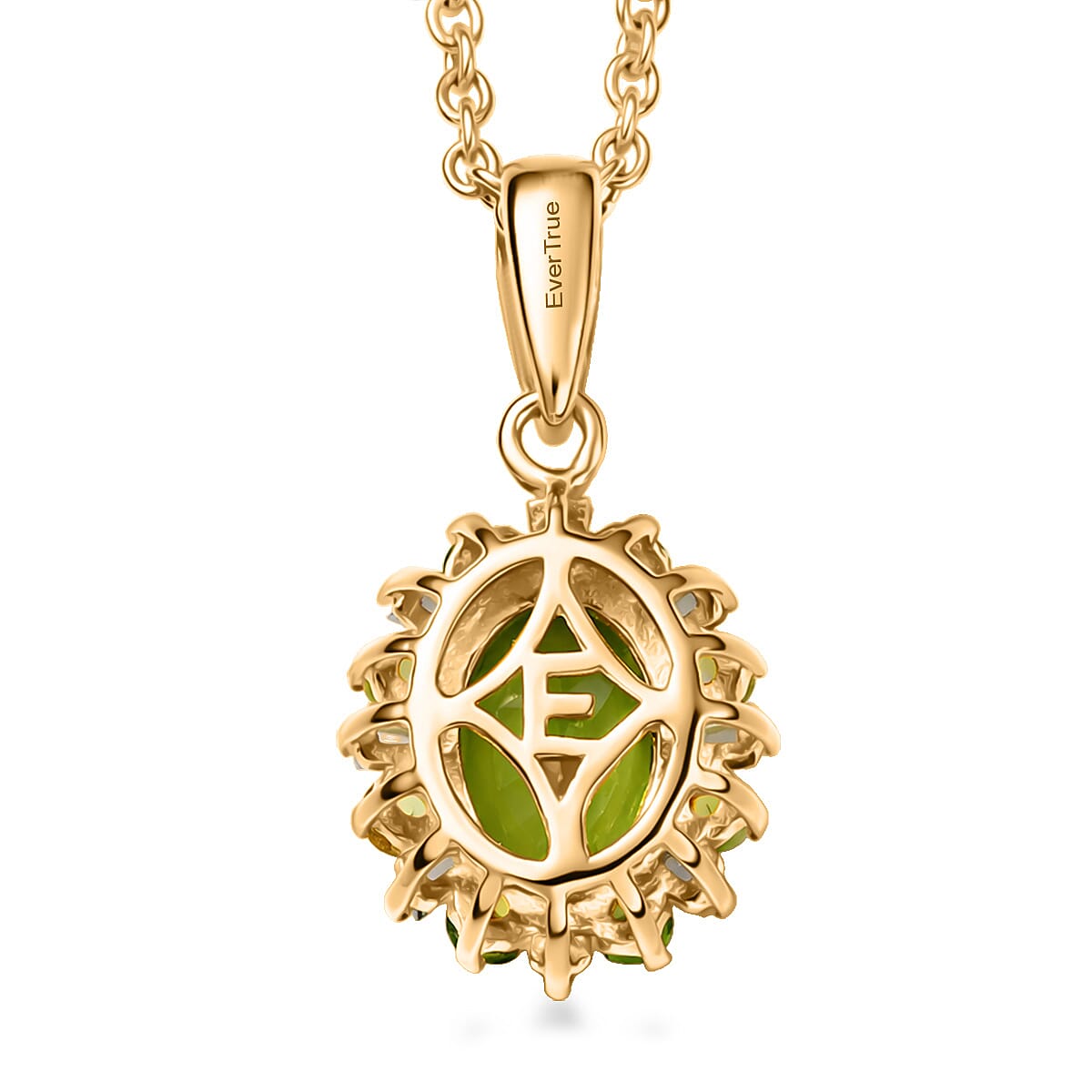 Peridot and Moissanite Sunburst Pendant Necklace