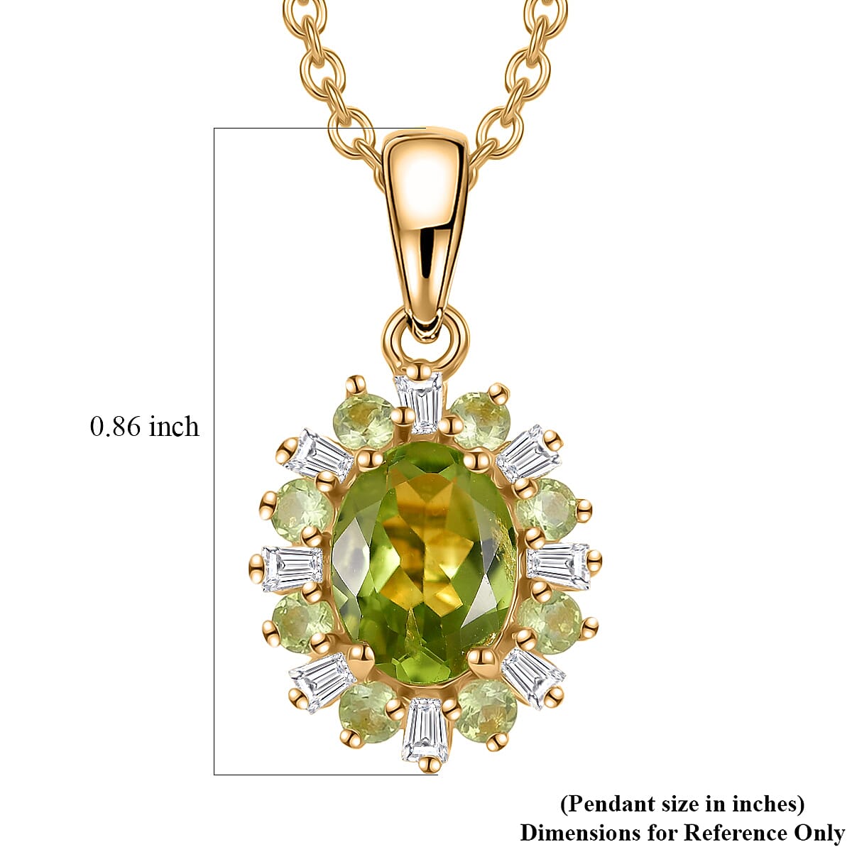 Peridot and Moissanite Sunburst Pendant Necklace