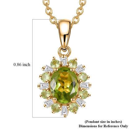 Peridot and Moissanite Sunburst Pendant Necklace