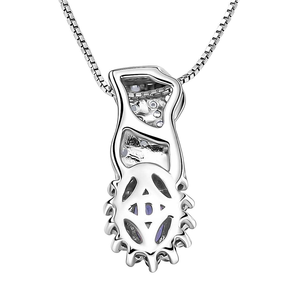 Tanzanite and White Zircon Halo Pendant
