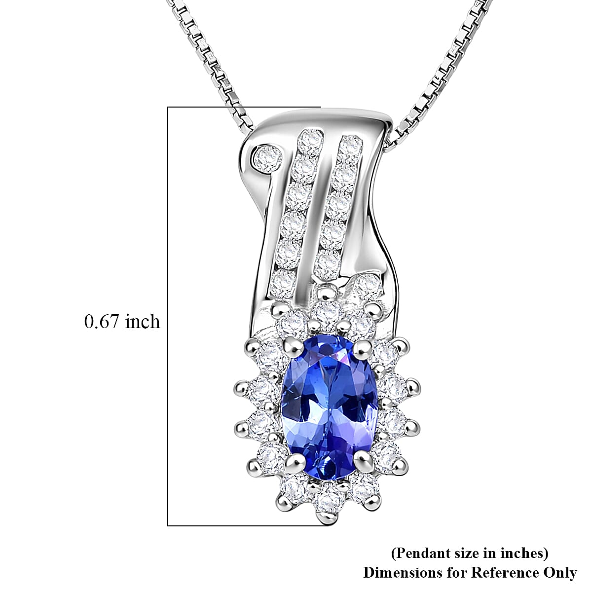 Tanzanite and White Zircon Halo Pendant