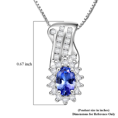 Tanzanite and White Zircon Halo Pendant