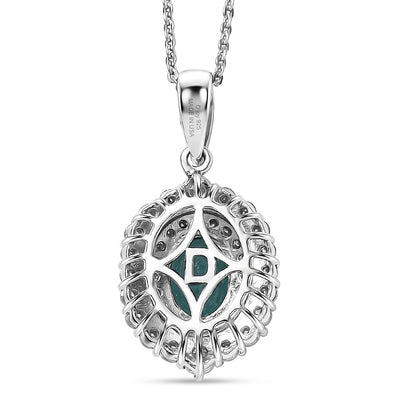 Grandidierite and Moissanite Halo Pendant