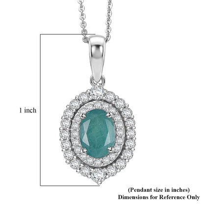 Grandidierite and Moissanite Halo Pendant