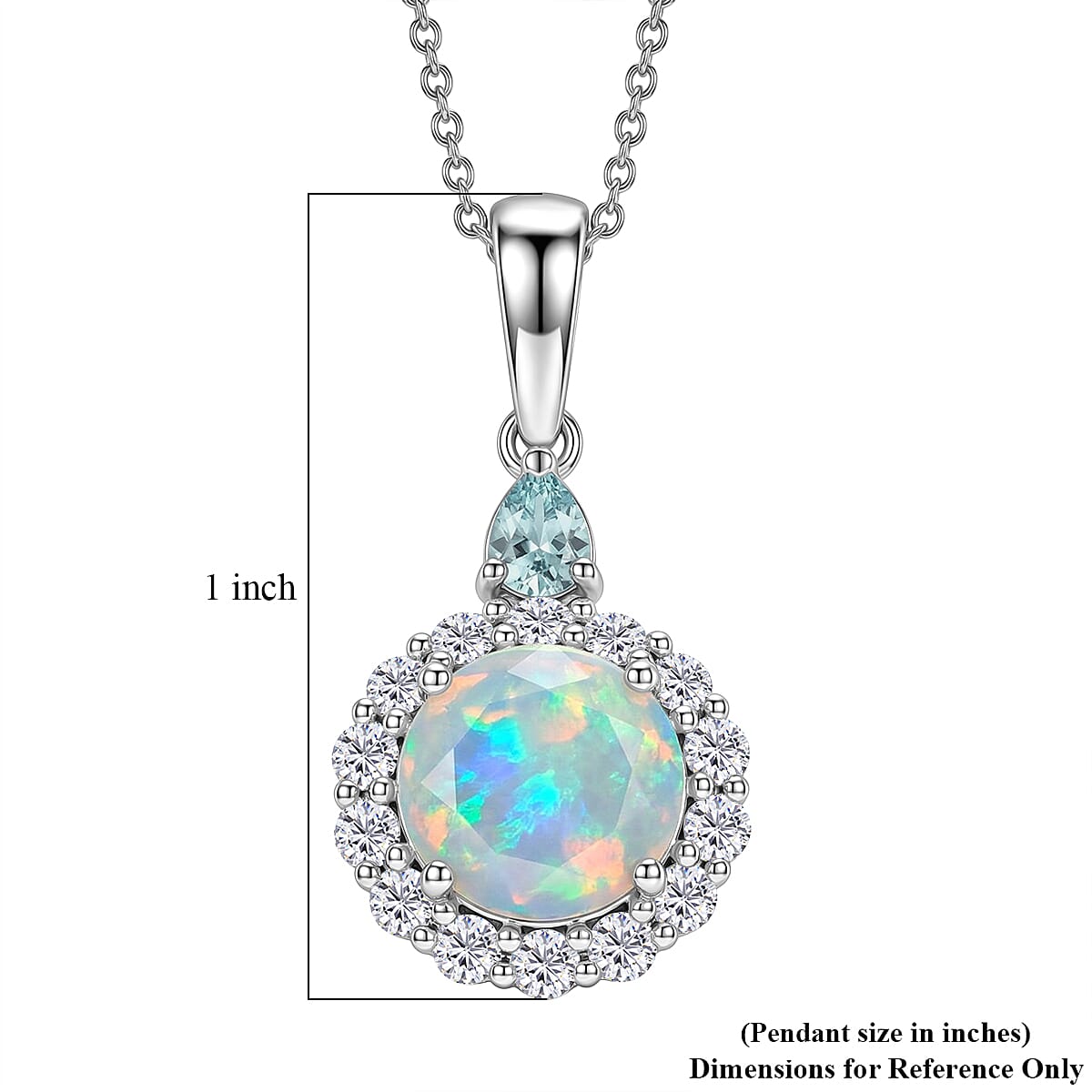 Opal with Blue and White Moissanite Pendant