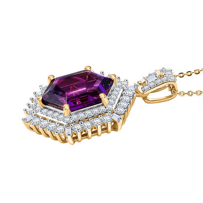 Lusaka Amethyst and Moissanite Pendant Necklace