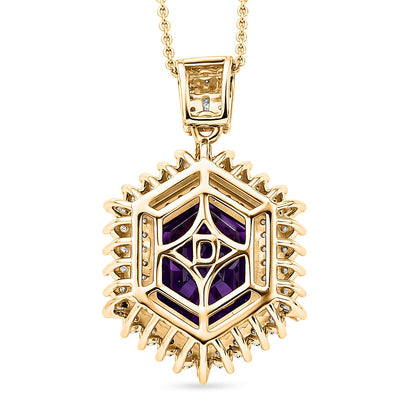 Lusaka Amethyst and Moissanite Pendant Necklace