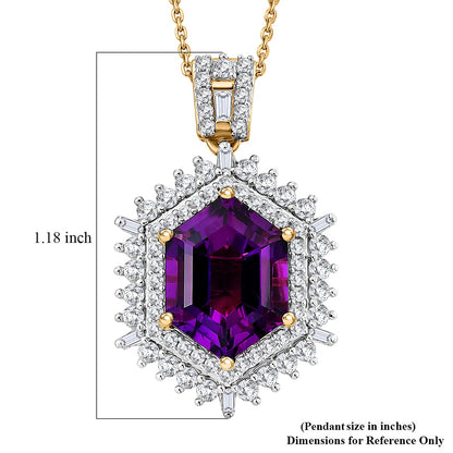 Lusaka Amethyst and Moissanite Pendant Necklace