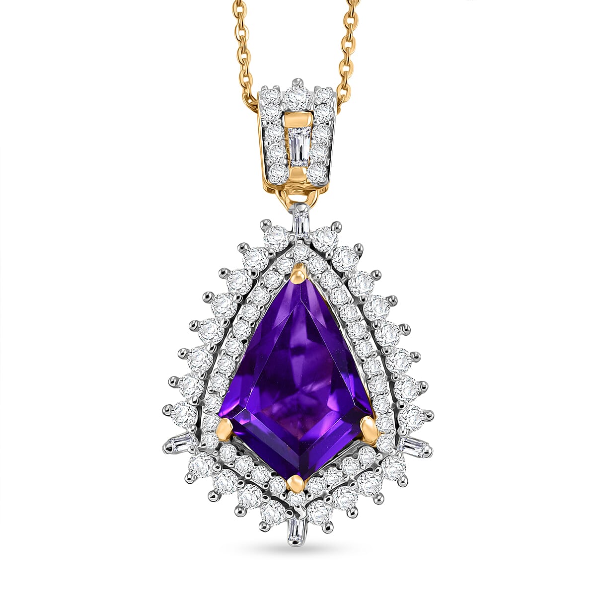Lusaka Amethyst and Moissanite Pendant Necklace