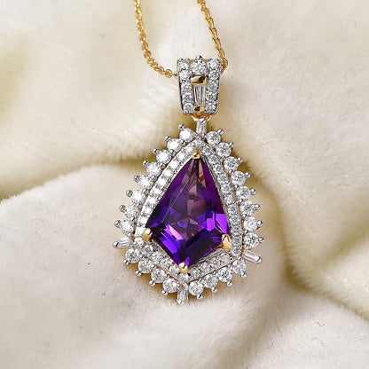 Lusaka Amethyst and Moissanite Pendant Necklace