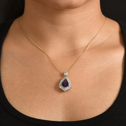 Lusaka Amethyst and Moissanite Pendant Necklace