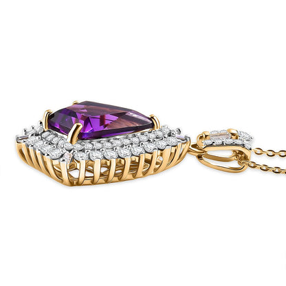 Lusaka Amethyst and Moissanite Pendant Necklace