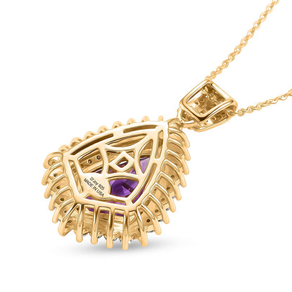 Lusaka Amethyst and Moissanite Pendant Necklace