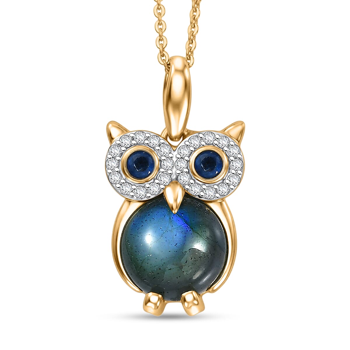 Labradorite and Multi Gemstone Owl Pendant